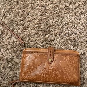 The Sak Embossed Brown Wristlet